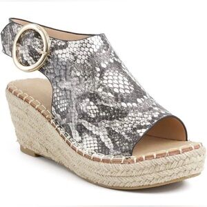 Catherine Malandrino Cirkly Espadrille Snakeskin Print Wedge Sandals Size 8